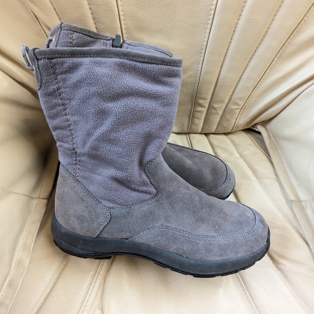 Women's 10 LL Bean Gray Winter Snow  Boots Insulated Leather Ankle Soft Rugged